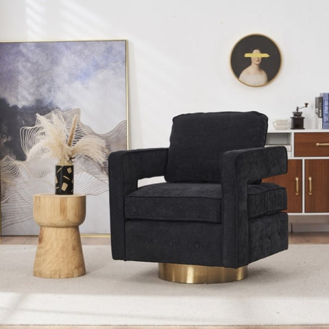 ZUN Swivel Barrel Chair for Living Room,360 Degree Swivel Club Modern Accent Single Sofa Chair, Small W1361134670