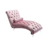 COOMORE Velvet Chaise Lounge Indoor,Button-Tufted Upholstered Chaise Lounge Chair with Pillow for W39538676