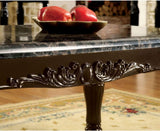 Traditional Espresso Solid wood Sofa Table Faux Marble Top Intricate design Living Room Furniture B01151377