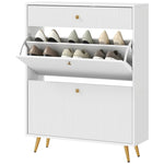 ZUN White shoe cabinet with adjustable shoe rack 34135365