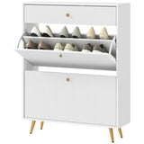 ZUN White shoe cabinet with adjustable shoe rack 34135365