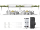 10'x20' Instant Pop Up Canopy Tent White, No Sidewalls Design, 28/22mm Powder Coated Steel Frame, 94300314
