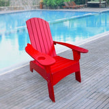Outdoor or indoor Wood Adirondack chair with an hole to hold umbrella on the arm ,red W2297P143391