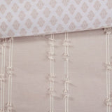 3 Piece Cotton Jacquard Comforter Set Blush Full/Queen B03596418