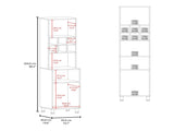 White Kitchen Pantry with Pneumatic Door and Open Storage B062P290239