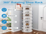 Rotating Shoe Rack Tower, 8-Tier Spinning Storage Rack, Free Standing 360&deg Revolving Shoe 39772527