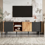 Mid Century TV Stand 3 Cabinets, Media Console Table for TVs up to 70'', Entertainment Center N710P180186B