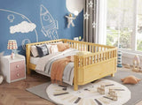 Full Size Wood Platform Bed for Kids, Wood Low Profile Full Bed with Rails for Girls and Boys, W2593P445130