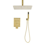 ZUN Ceiling Mounted Shower System Combo Set with Handheld and 10"Shower head TH6006-10BG