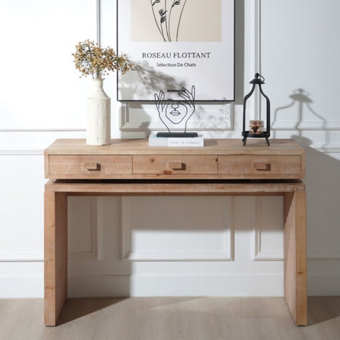 ZUN Rustic Wooden Console Table with 3 Drawers, 47inway Table with Drawers, Wood Console Table For W2729P270741