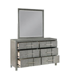 ZUN Kenzo Modern Style 6-Drawer Dresser Silver Coated metal Handles made with wood in Gray Color B009139192