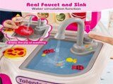 Pink Kids Corner Play Kitchen with Realistic Sounds, Lights & Steam, 95PCS Accessories Pretend 50729014