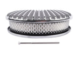 12" Oval Aluminum Full Finned Air Cleaner Polished Paper Element Fits for SB & BB CHEVY FORD & MOPAR 62270690