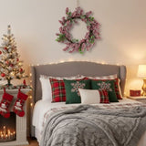 Christmas Pinecone Wreath 18x18x4.5" Timeless Red Frosted Wall Wall Hanging Berry Ring Holiday Door 39503145