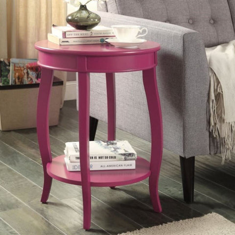 ZUN Purple Accent Table with Bottom Shelf B062P209054