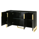 ZUN TREXM Modern sideboard with Four Doors, Metal handles & Legs and Adjustable Shelves Kitchen Cabinet WF295368AAB