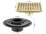 6 Inch Square Shower Drain with Removable Square Patterned Grate, 304 Stainless Steel with Flange 99835078