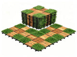 30 Pack Acacia Wood Interlocking Deck Tiles, 12x12in Snap-On Patio Flooring, Natural Wood Finish, 98573591