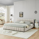 King Size Upholstered Bed ,comfortable upholstered bed frame, Chenille fabric, with headboard and W487P235315