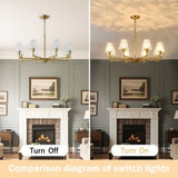 Mid Century Glass Chandelier Modern Gold Pendant Light Fixture, 8 Light Farmhouse Chandeliers for 20636981