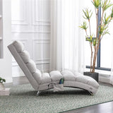 COOLMORE Linen Massage Chaise Lounge Indoor with Remote Control,Ergonomic Electric Massage Long W39539625