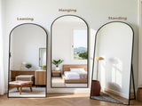 64"x21" Arched Full Length Mirror Freestanding Full Body Floor Mirror, Black 72133027
