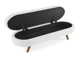 Ottoman Oval Storage Bench,Rubber Wood Legs,White W48764885