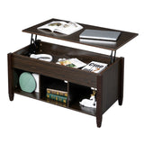 ZUN Lift Top Coffee Table Modern Furniture Hidden Compartment and Lift Tabletop Brown 11672381