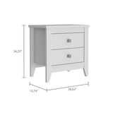 Amara Nightstand , End Table, Side Table Two Shelves, Four Legs -White B07091820