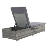 ZUN OUTDOOR SOFA PE RATTAN FURNITURE DECK CHAIR GRAY RATTAN W874P146992