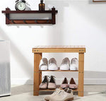 ZUN 2- Tier Bamboo Shoe Bench Rack Shoe Storage W2181P162551