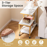 3-layer White edge table with wheels 06370740