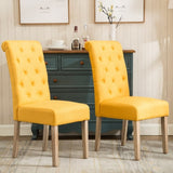 ZUN Habit Solid Wood Tufted Parsons Dining Chair, Set of 2, Yellow T2574P164546