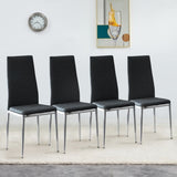 ZUN Checkered armless high back dining chair, 4-piece set, black chair and electroplated metal legs, W1151107272