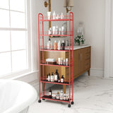 Red 6-Tier Rolling Cart Gap Kitchen Slim Slide Out Storage Tower Rack with Wheels,6 64616735