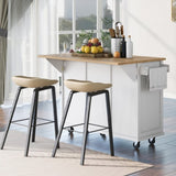Kitchen Cart with Rubber wood Drop-Leaf Countertop ,Cabinet door internal storage racks,Kitchen WF298028AAW