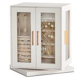 360&deg Rotating Jewelry Box with 5 Drawers - White Cabinet & Pink Velvet Storage 07488518
