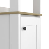 Linen Single Door Cabinet 59" H, Two Interior Shelves, Two Open Shelves, Light Oak / White B097133250