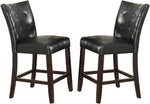 ZUN Modern Counter Height Chairs Black Faux Leather Tufted Set of 2 High Chairs Dining Seating B011130016