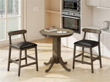 2 PCS Farmhouse Bar Stools 29.5" Seat Height, Rubber Wood Frame Faux Leather Bar Chairs, OakBlack 46603792