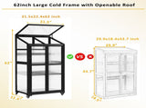 TOPMAX 62inch Height Wood Large Greenhouse Balcony Portable Cold Frame with Wheels and Adjustable WF297923AAB