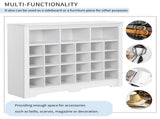Sleek Design 24 Shoe Cubby Console, Modern Shoe Cabinet with Curved Base, Versatile Sideboard with 40496724