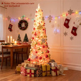 6ft Pink Pencil Christmas Tree, 392 Snow-Flocked Tips, 140 Warm White LEDs w/ 14081971