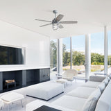52-Inch Cement Grey Ceiling Fan With E26 Light,Glass Lampshade,5 Plywood Blades,Noiseless DC Motor,6 W934P360365