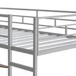 ZUN Twin Metal Loft Bed with 2 Shelves and one Desk ,Silver 41987856