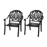 ZUN Cast Aluminum Patio Dining Chair 2PCS With Black Frame and Cushions In Random Colors W1710P166051