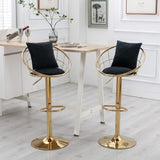 Black velvet bar chair, pure gold plated, unique design,360 degree rotation, adjustable W117065087