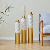 Floor metal vase modern style decoration droplet shaped white metal vase 3-piece set gorgeous W2796P290484