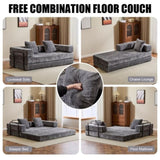 Floor,Compression Sofa,Convertible Floor Sofa Bed-with Pillow Back Support Armrest,Comfy Futon 29437256