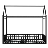 Twin size House Floor Bed with Detachable Slats, Versatile Metal House bed with Guardrails, W1580P324213